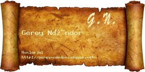 Gerey Nándor névjegykártya