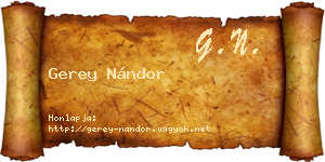 Gerey Nándor névjegykártya